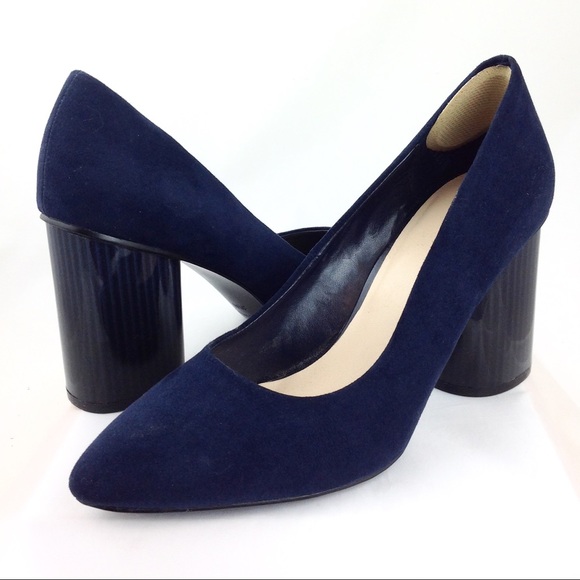 navy chunky heel